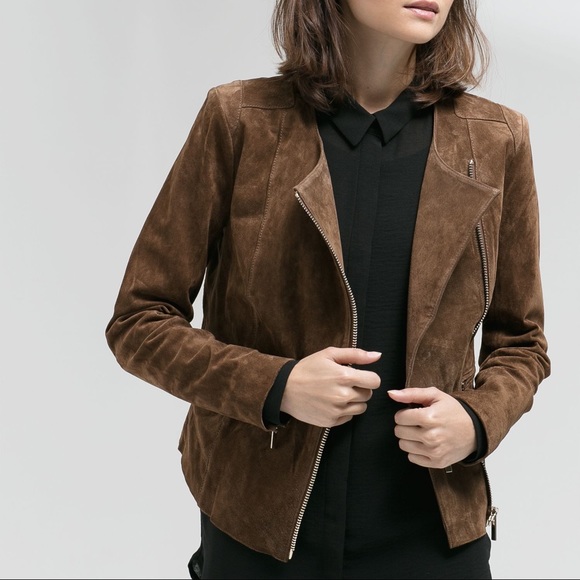 Mango Brown Suede Leather Jacket 
